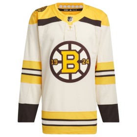 Boston Bruins 100th Anniversary Custom Adidas 2023-24 Cream Trikot Authentic - Herren